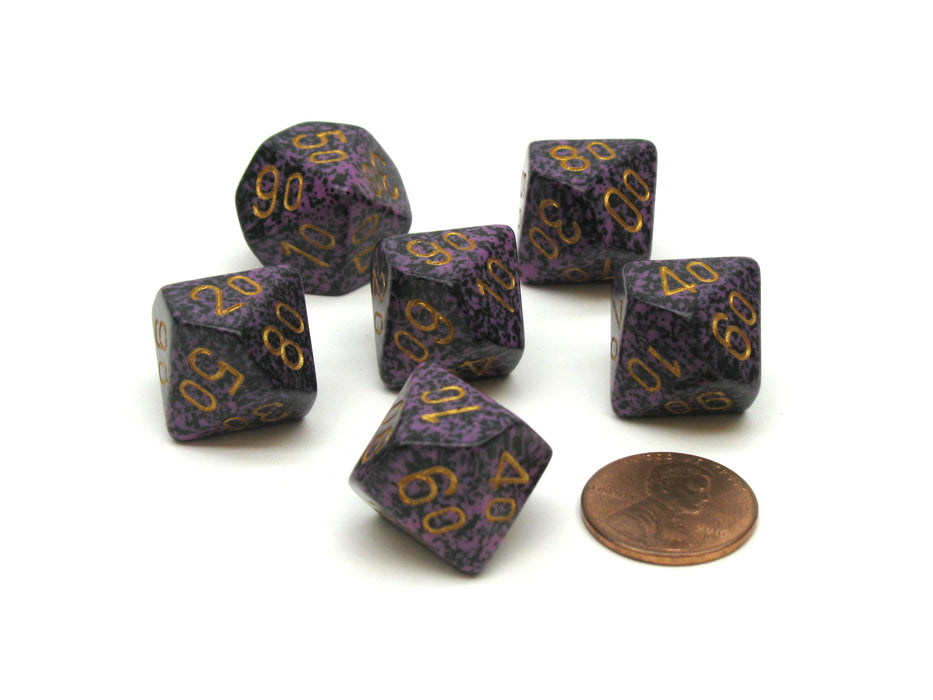 Speckled 16mm Tens D10 (00-90) Chessex Dice, 6 Pieces - Hurricane