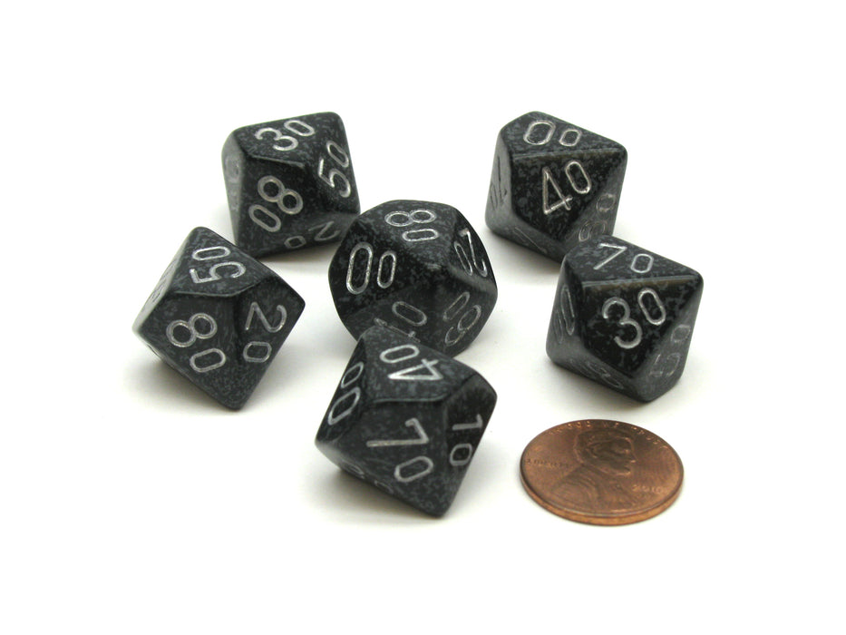 Speckled 16mm Tens D10 (00-90) Chessex Dice, 6 Pieces - Ninja