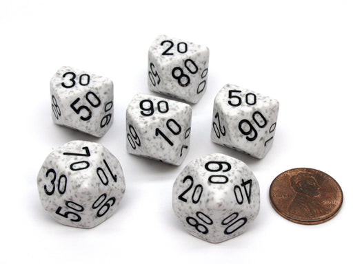 Speckled 16mm Tens D10 (00-90) Chessex Dice, 6 Pieces - Arctic Camo