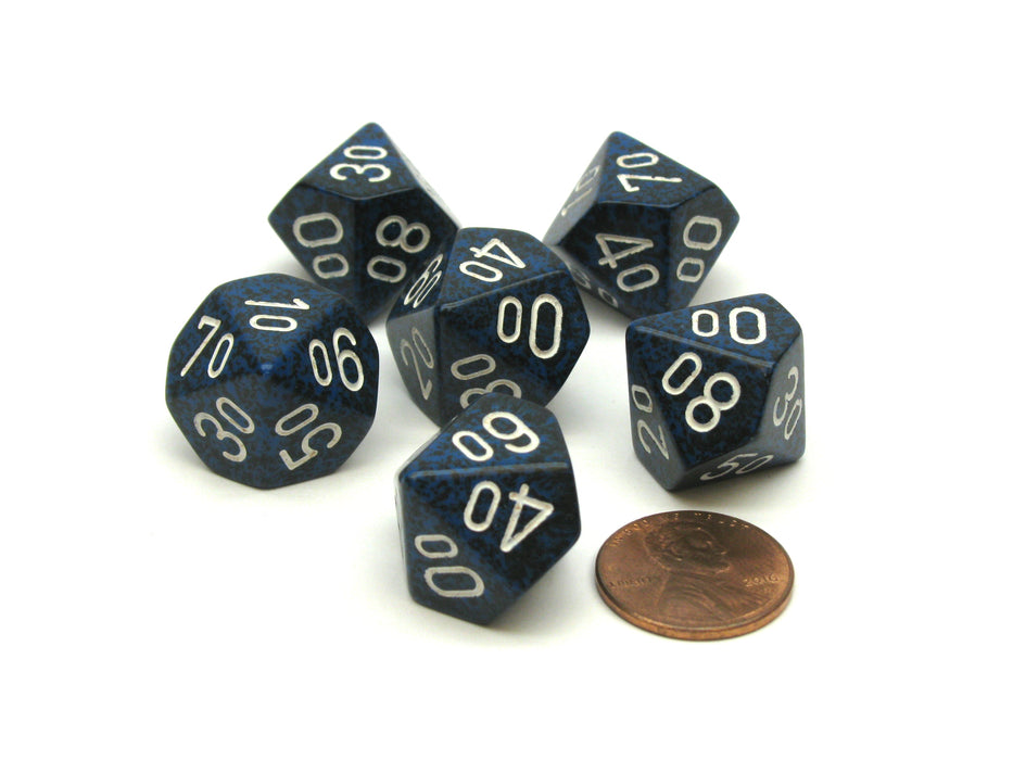Speckled 16mm Tens D10 (00-90) Chessex Dice, 6 Pieces - Stealth
