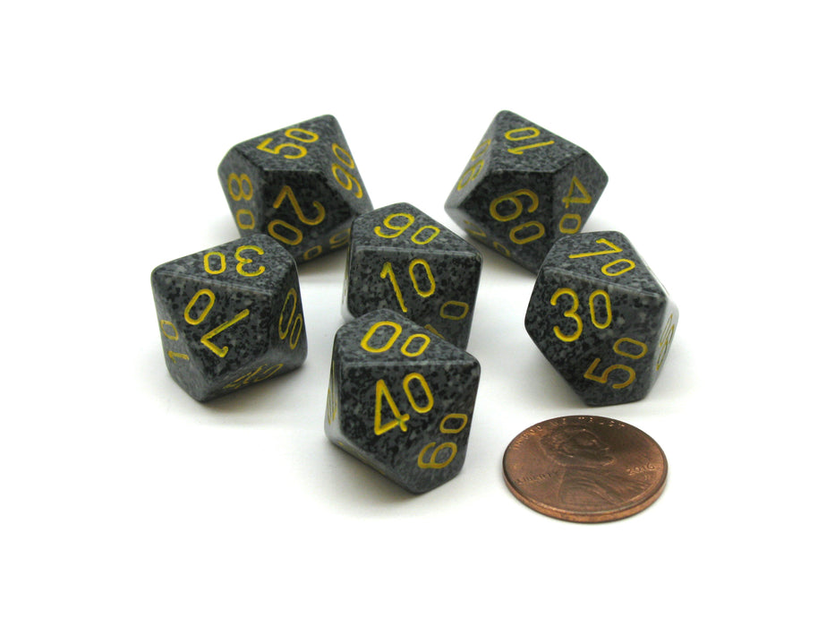 Speckled 16mm Tens D10 (00-90) Chessex Dice, 6 Pieces - Urban Camo