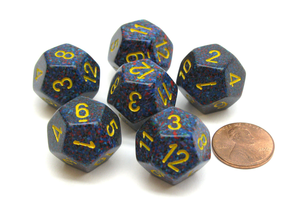 Speckled 18mm 12 Sided D12 Chessex Dice, 6 Pieces - Twilight