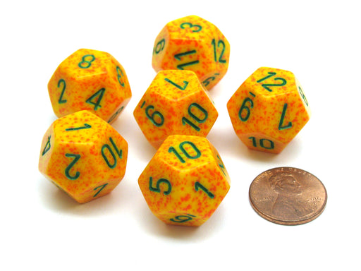 Speckled 18mm 12 Sided D12 Chessex Dice, 6 Pieces - Lotus