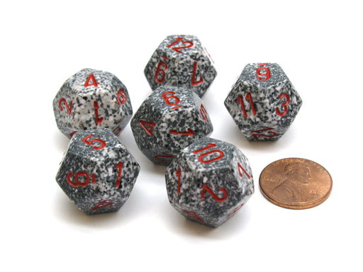 Speckled 18mm 12 Sided D12 Chessex Dice, 6 Pieces - Granite
