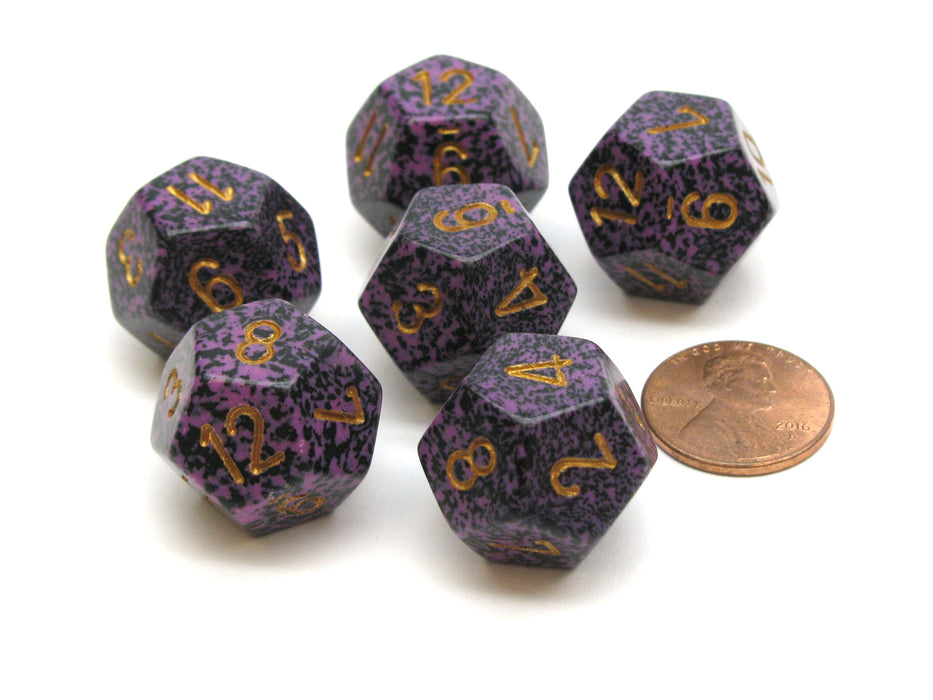 Speckled 18mm 12 Sided D12 Chessex Dice, 6 Pieces - Hurricane