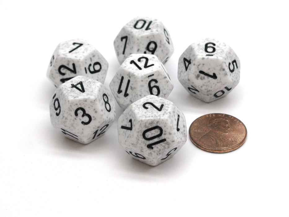 Speckled 18mm 12 Sided D12 Chessex Dice, 6 Pieces - Arctic Camo