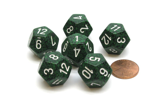 Speckled 18mm 12 Sided D12 Chessex Dice, 6 Pieces - Recon