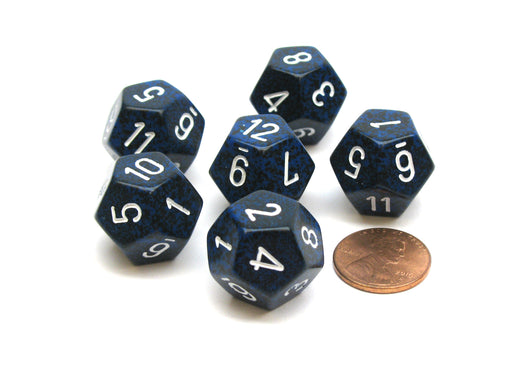 Speckled 18mm 12 Sided D12 Chessex Dice, 6 Pieces - Stealth