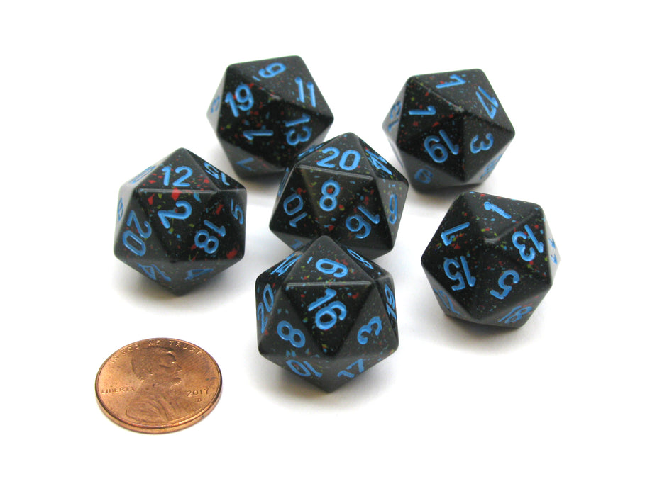 Speckled 20 Sided D20 Chessex Dice, 6 Pieces - Blue Stars