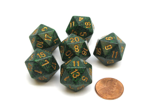 Speckled 20 Sided D20 Chessex Dice, 6 Pieces - Golden Recon