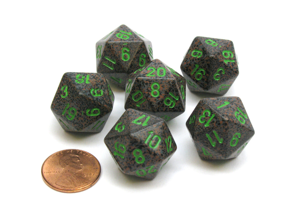 Speckled 20 Sided D20 Chessex Dice, 6 Pieces - Earth
