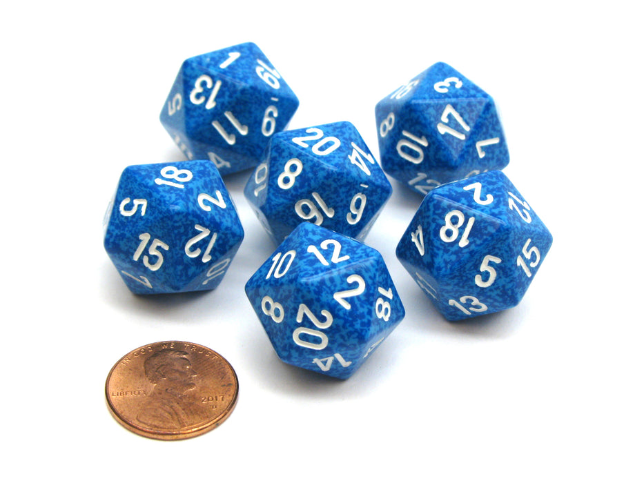 Speckled 20 Sided D20 Chessex Dice, 6 Pieces - Water