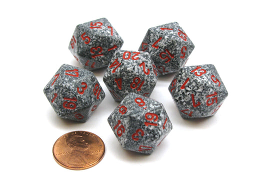 Speckled 20 Sided D20 Chessex Dice, 6 Pieces - Granite