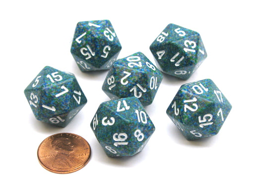 Speckled 20 Sided D20 Chessex Dice, 6 Pieces - Sea