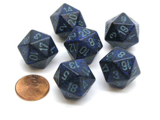 Speckled 20 Sided D20 Chessex Dice, 6 Pieces - Cobalt