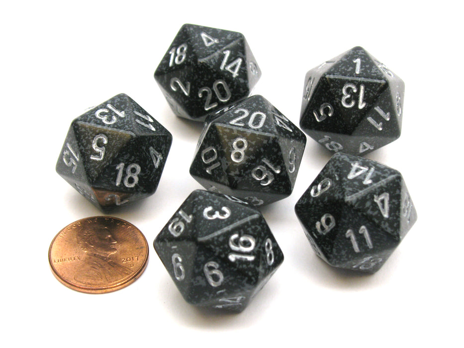 Speckled 20 Sided D20 Chessex Dice, 6 Pieces - Ninja
