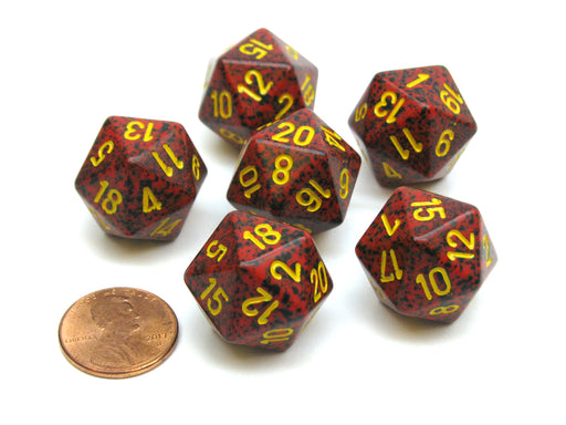 Speckled 20 Sided D20 Chessex Dice, 6 Pieces - Mercury