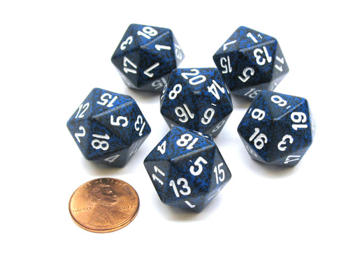 Speckled 20 Sided D20 Chessex Dice, 6 Pieces - Stealth