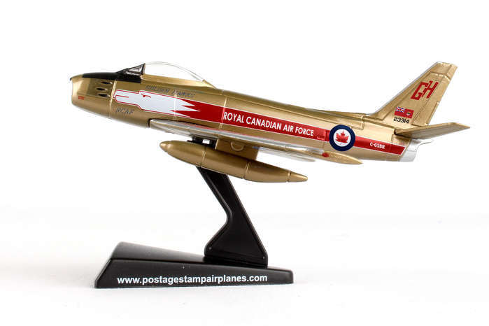 Daron Postage Stamp RCAF Canadair Sabre 1/110 Golden Hawks Model Fighter Jet