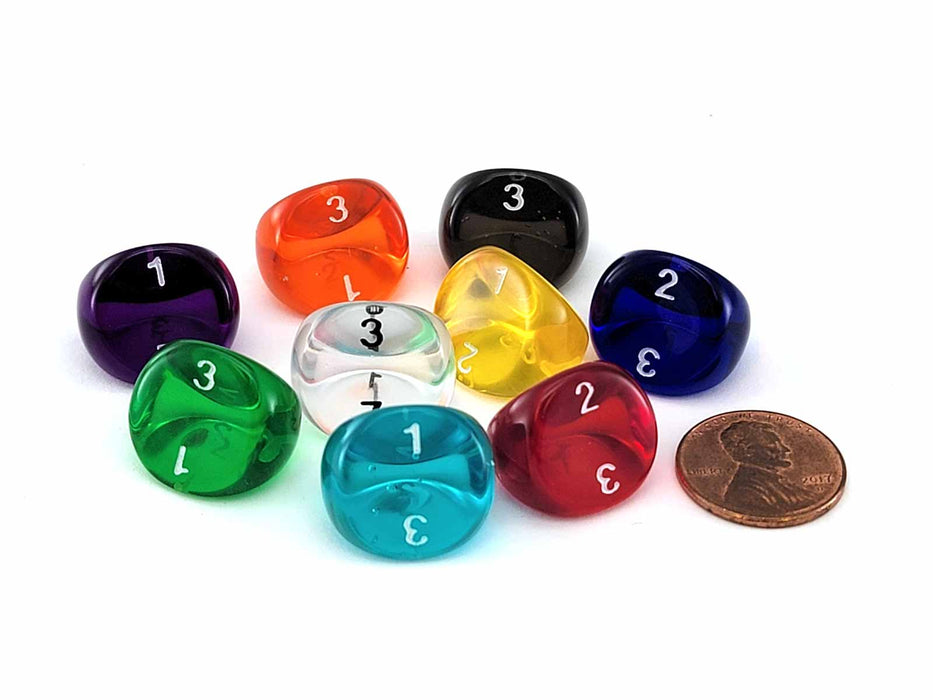 D3 Dice, Translucent 3-Sided Dice, 6 Pieces - Choose your color