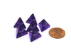 Translucent 12mm Mini 4 Sided D4 Chessex Dice, 6 Pieces - Purple with White