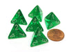 Translucent 18mm 4 Sided D4 Chessex Dice, 6 Pieces - Green with White