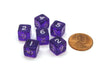 Translucent 9mm Mini 6 Sided D6 Numbered Dice, 6 Pieces - Purple with White