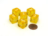 Translucent 15mm 6-Sided D6 Chessex Dice, 6 Pieces - Yellow with White Numbers