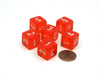 Translucent 15mm 6-Sided D6 Chessex Dice, 6 Pieces - Orange with White Numbers