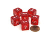 Translucent 15mm 6 Sided D6 Chessex Dice, 6 Pieces - Red with White Numbers