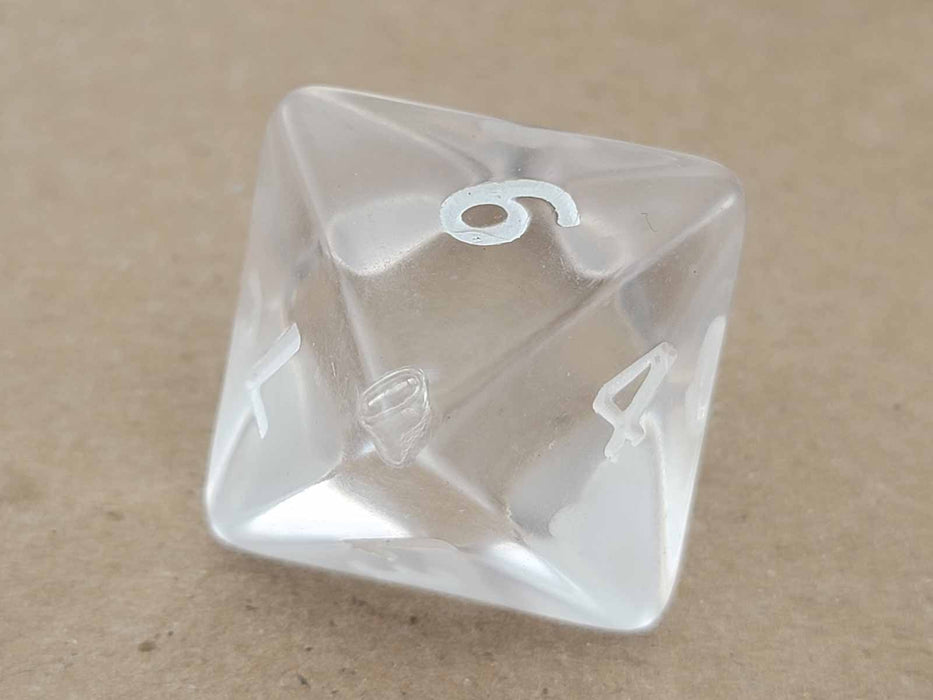 Translucent 25mm D8 Large Jumbo Dice, 6 Pieces - Clear with White Numbers