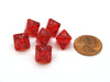 Translucent 9mm Mini 8 Sided D8 Chessex Dice, 6 Pieces - Red with White Numbers