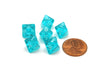 Translucent 9mm Mini 8 Sided D8 Chessex Dice, 6 Pieces - Teal with White Numbers