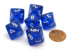 Translucent 15mm 8 Sided D8 Chessex Dice, 6 Pieces - Blue with White