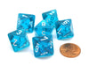 Translucent 15mm 8 Sided D8 Chessex Dice, 6 Pieces - Teal with White