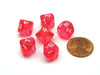 Translucent 10mm Mini 10-Sided D10 Chessex Dice, 6 Pieces - Pink with White