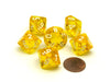Translucent 16mm D10 (0-9) Chessex Dice, 6 Pieces - Yellow with White Numbers