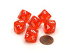 Translucent 16mm D10 (0-9) Chessex Dice, 6 Pieces - Orange with White Numbers