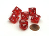 Translucent 16mm D10 (0-9) Chessex Dice, 6 Pieces - Red with White Numbers