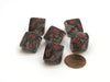 Translucent 16mm D10 (0-9) Chessex Dice, 6 Pieces - Smoke with Red Numbers