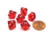 Translucent 10mm Mini Tens Place D10 Chessex Dice, 6 Pieces - Red with White