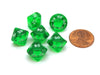 Translucent 10mm Mini Tens Place D10 Chessex Dice, 6 Pieces - Green with White