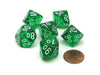 Translucent 16mm Tens D10 (00-90) Dice, 6 Pieces - Green with White Numbers