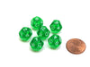 Translucent 12mm Mini 12 Sided D12 Chessex Dice, 6 Pieces - Green with White