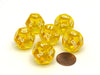 Translucent 18mm 12 Sided D12 Chessex Dice, 6 Pieces - Yellow with White Numbers