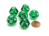 Translucent 18mm 12 Sided D12 Chessex Dice, 6 Pieces - Green with White