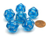 Translucent 18mm 20-Sided D10 Dice Numbered 0-9 Twice, 6 Pieces - Blue