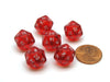 Translucent 12mm Mini 20-Sided D20 Chessex Dice, 6 Pieces - Red with White