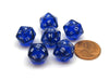 Translucent 12mm Mini 20-Sided D20 Chessex Dice, 6 Pieces - Blue with White