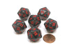 Translucent 20mm 20 Sided D20 Chessex Dice, 6 Pieces - Smoke with Red Numbers